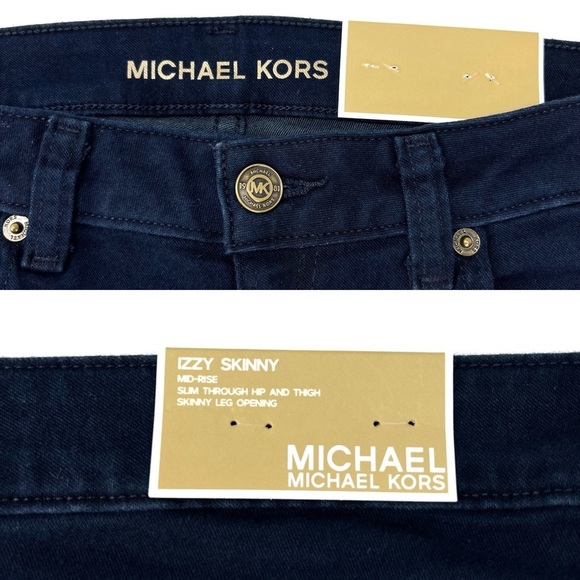 Michael Kors Izzy Skinny Jeans Dark Blue Size 8 Mid Rise Grommets New NWT - Picture 4 of 7